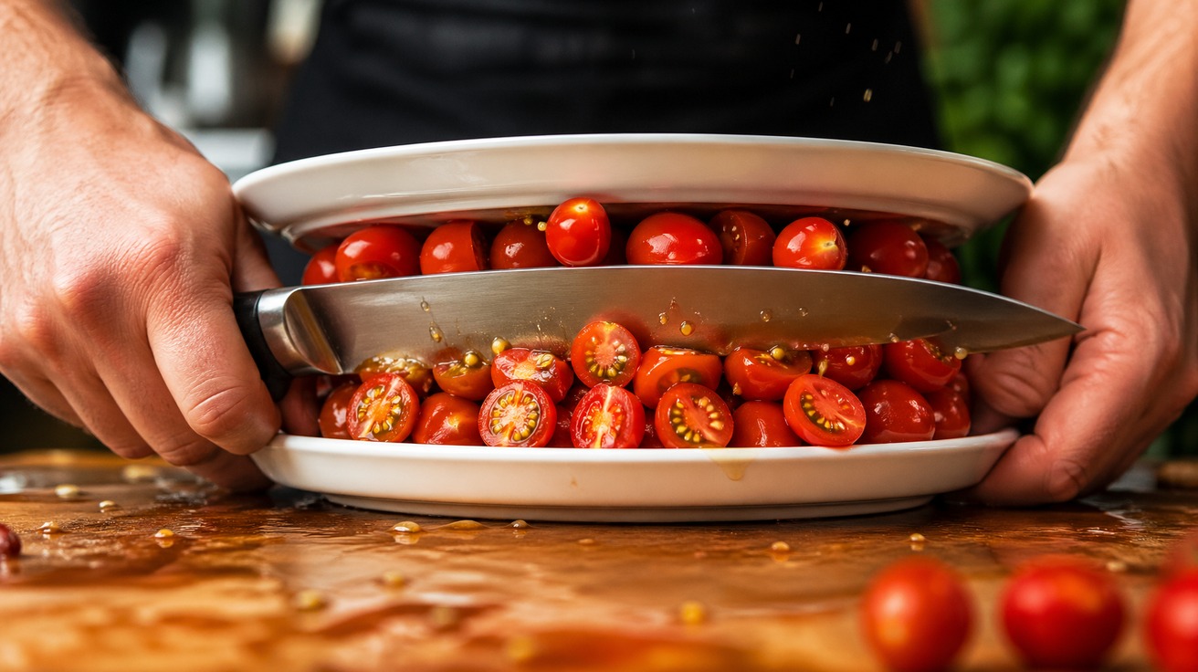 Truque genial: corte tomate sem espremer