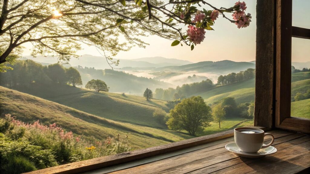 Cena serena de uma manhã de terça-feira com fé, inspiração e esperança renovada