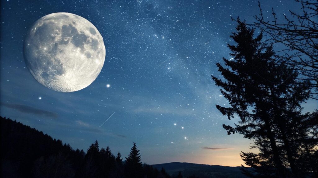 Fase da Lua hoje, quarta-feira, 11 de junho de 2025, em um céu estrelado com atmosfera astronômica