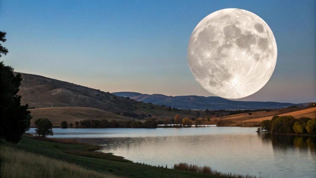 Fase da lua Gibosa Minguante em 18 de junho de 2025 iluminando uma paisagem serena à noite