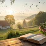 Mensagem de bom dia evangélica para domingo com fé, inspiração e cenário de paz