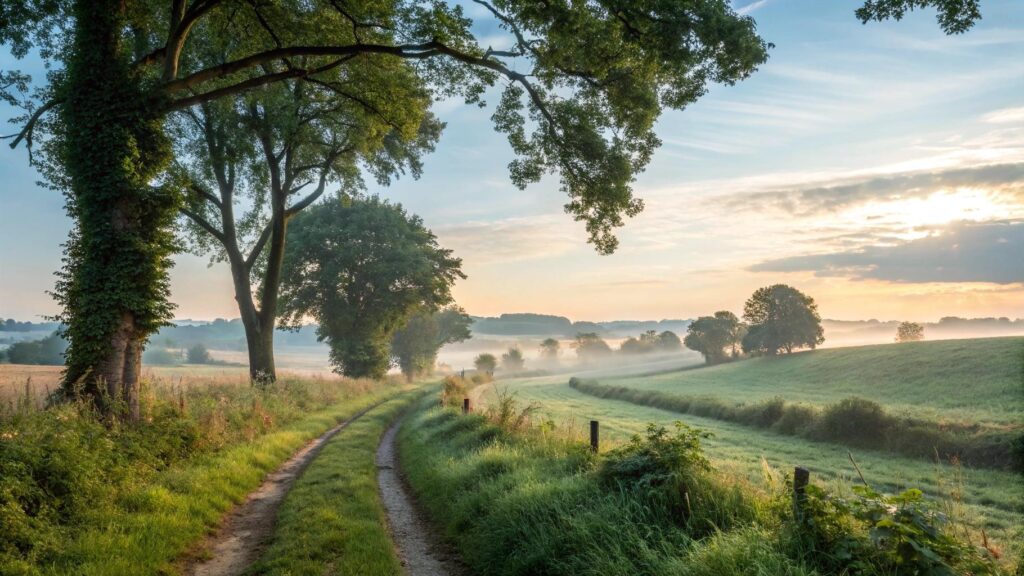 paisagem serena de manhã inspirando uma mensagem de bom dia com fé, esperança e boas reflexões