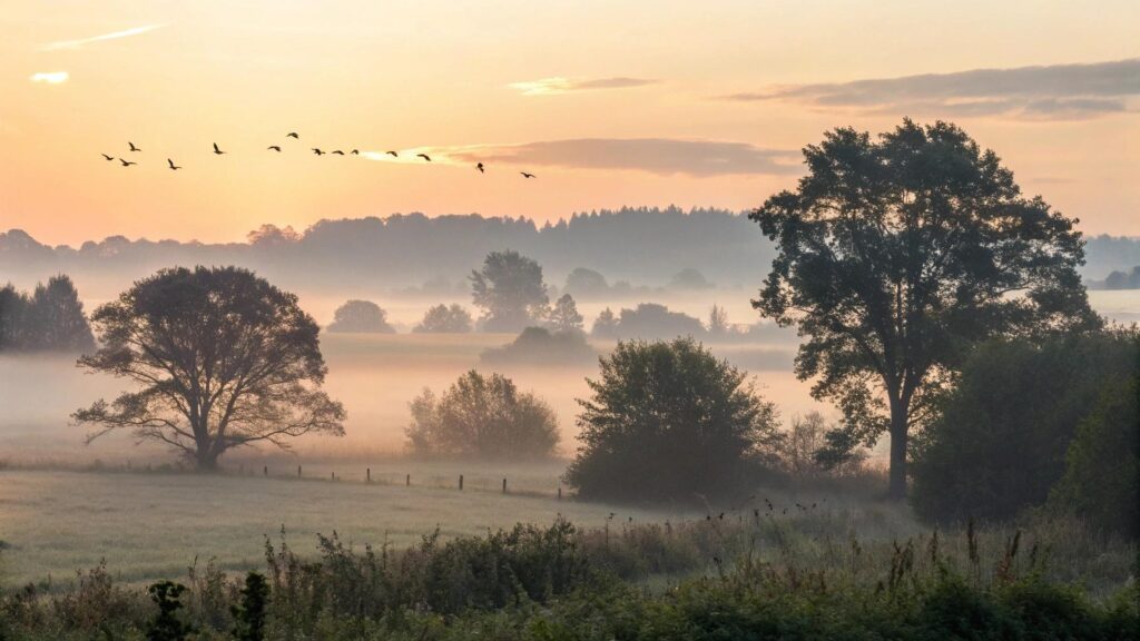 Paisagem campestre ao amanhecer transmite fé, carinho e esperança para um novo começo