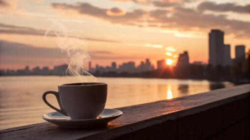 Imagem de um nascer do sol sobre uma cidade, representando um novo começo e novas oportunidades.