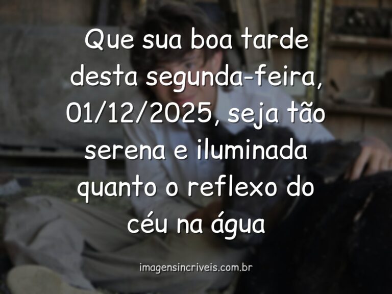 Céu azul com nuvens brancas refletido em um lago calmo, transmitindo a paz de uma tarde de segunda-feira no início de dezembro.