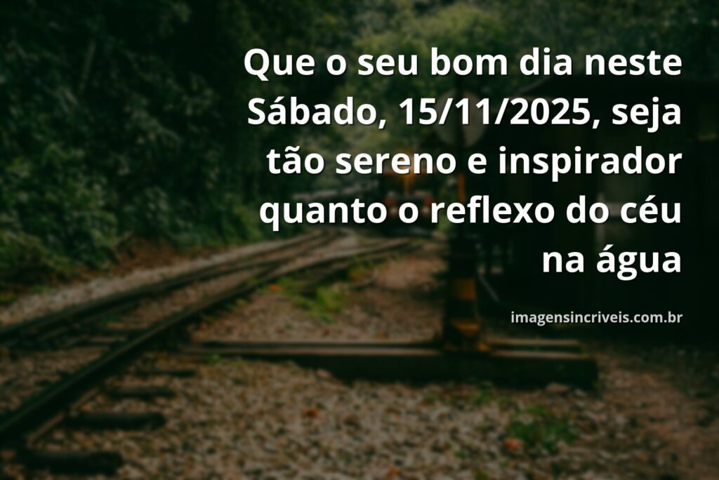 Céu azul e límpido refletido em um lago calmo ao amanhecer, transmitindo o otimismo e a paz de um sábado de fim de semana.