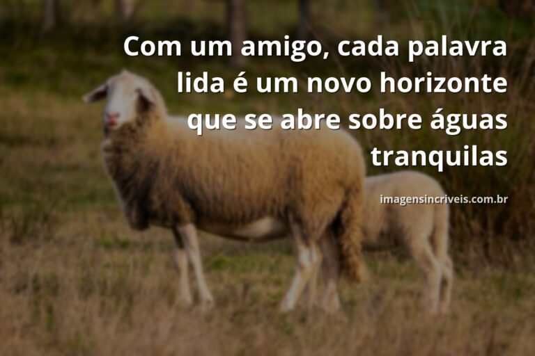 Céu azul com nuvens brancas refletido em um lago sereno, cercado por natureza verdejante. A cena transmite paz, amizade e clareza.
