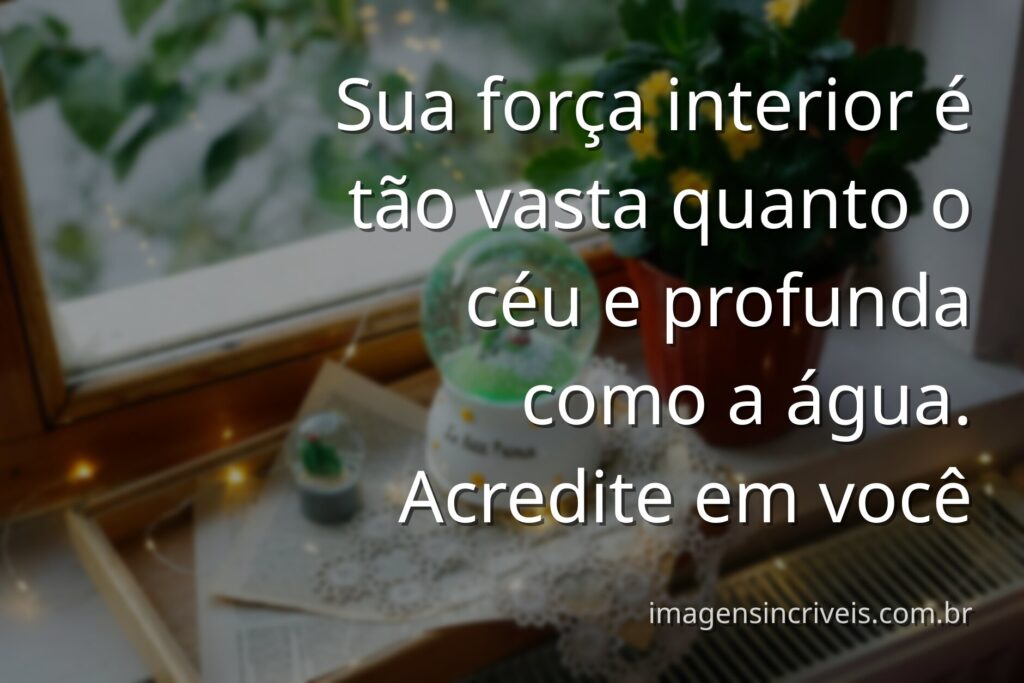Céu azul com nuvens brancas refletido na superfície calma de um lago, transmitindo paz e a imensidão do amor-próprio.