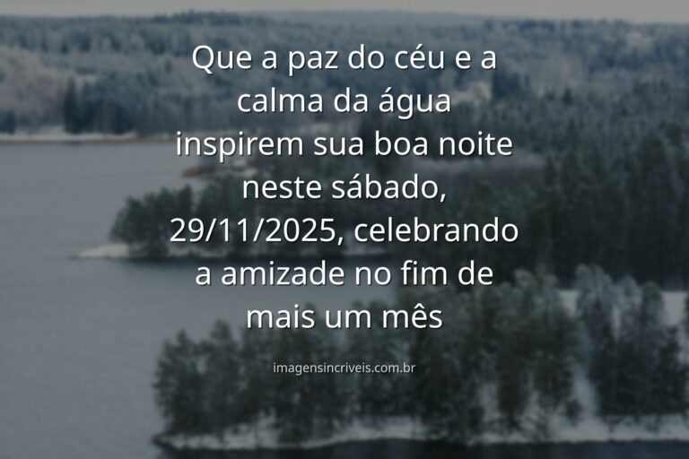 Céu noturno estrelado refletido sobre a água calma de um lago, evocando um sentimento de paz e amizade para uma noite de sábado.