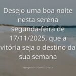 Céu estrelado refletindo sobre águas calmas de um lago ao anoitecer, transmitindo paz e a sensação de vitória no início da semana.