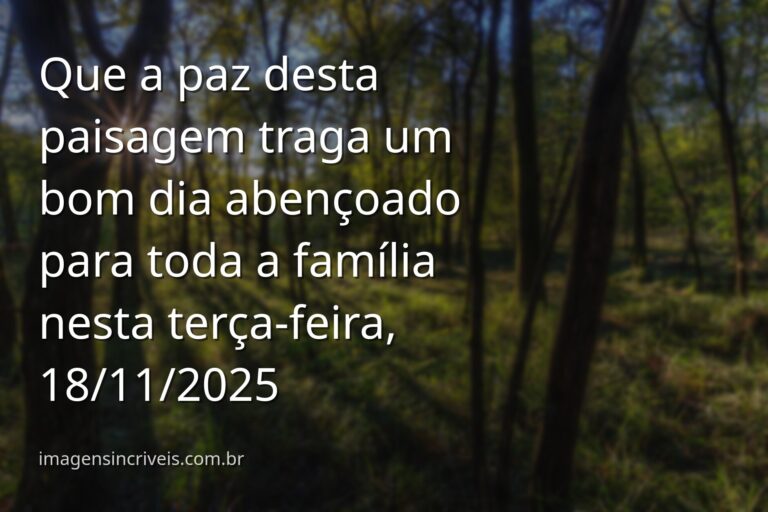 Nascer do sol sereno sobre um lago calmo, com céu azul e nuvens, refletindo a paz de uma mensagem de bom dia para a família.
