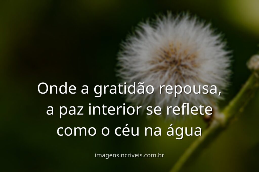 Paisagem serena de um lago espelhando o céu azul e nuvens, com uma montanha ao fundo, transmitindo calma e gratidão.