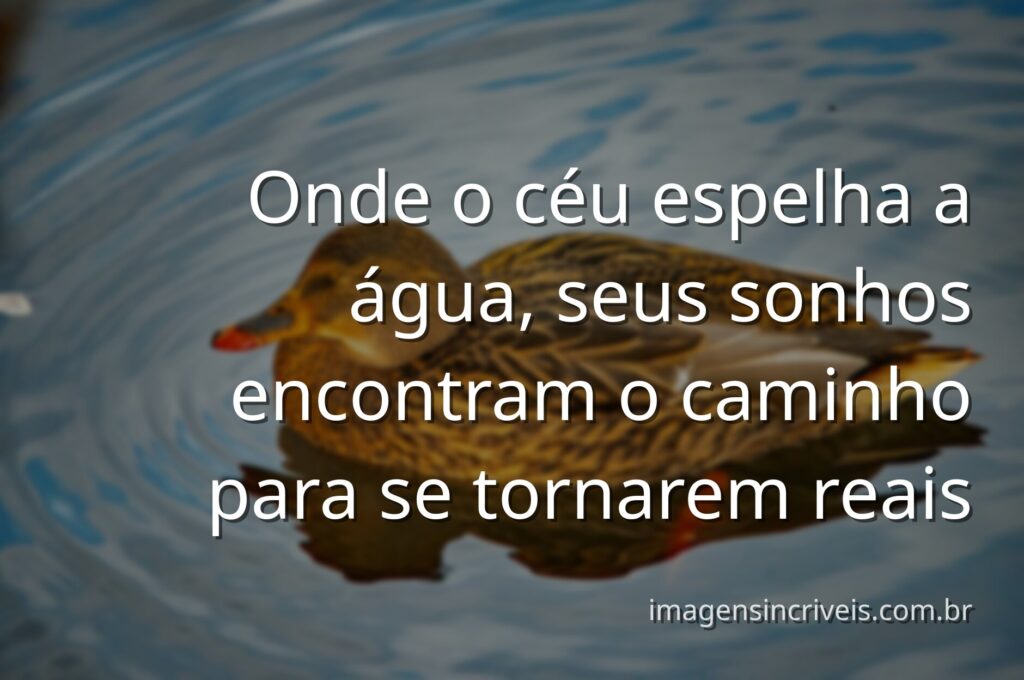Céu azul com nuvens brancas refletido perfeitamente em um lago calmo, evocando um sentimento de paz, infinito e potencial para sonhar.