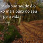 Céu azul e nuvens brancas refletidos perfeitamente na superfície calma de um lago, transmitindo paz e a importância da reflexão e autocuidado.