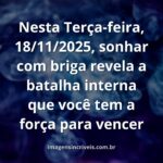 Cena noturna, onírica e surrealista com formas abstratas em movimento, simbolizando o conflito de sonhar com briga em 18/11/2025.
