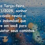 Cena surreal e abstrata de um cavalo cósmico galopando na noite, representando o poder do sonho de 18/11/2025.