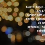 Cena noturna, surreal e abstrata, simbolizando a pureza e o potencial de sonhar com criança na previsão de 18 de novembro de 2025.