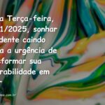 Cena noturna, surreal e abstrata, representando a ansiedade do sonho de perder os dentes na previsão específica de 18/11/2025.
