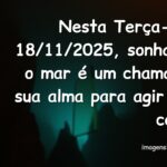 Cena noturna, surreal e abstrata de um oceano onírico, ilustrando a interpretação do sonho com o mar para 18 de novembro de 2025.