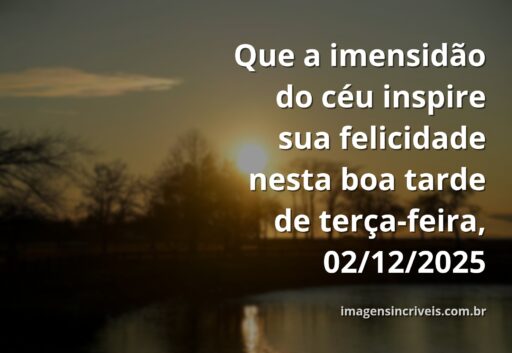Paisagem serena com céu azul e nuvens brancas refletidas na água calma, inspirando felicidade e um bom começo de mês.