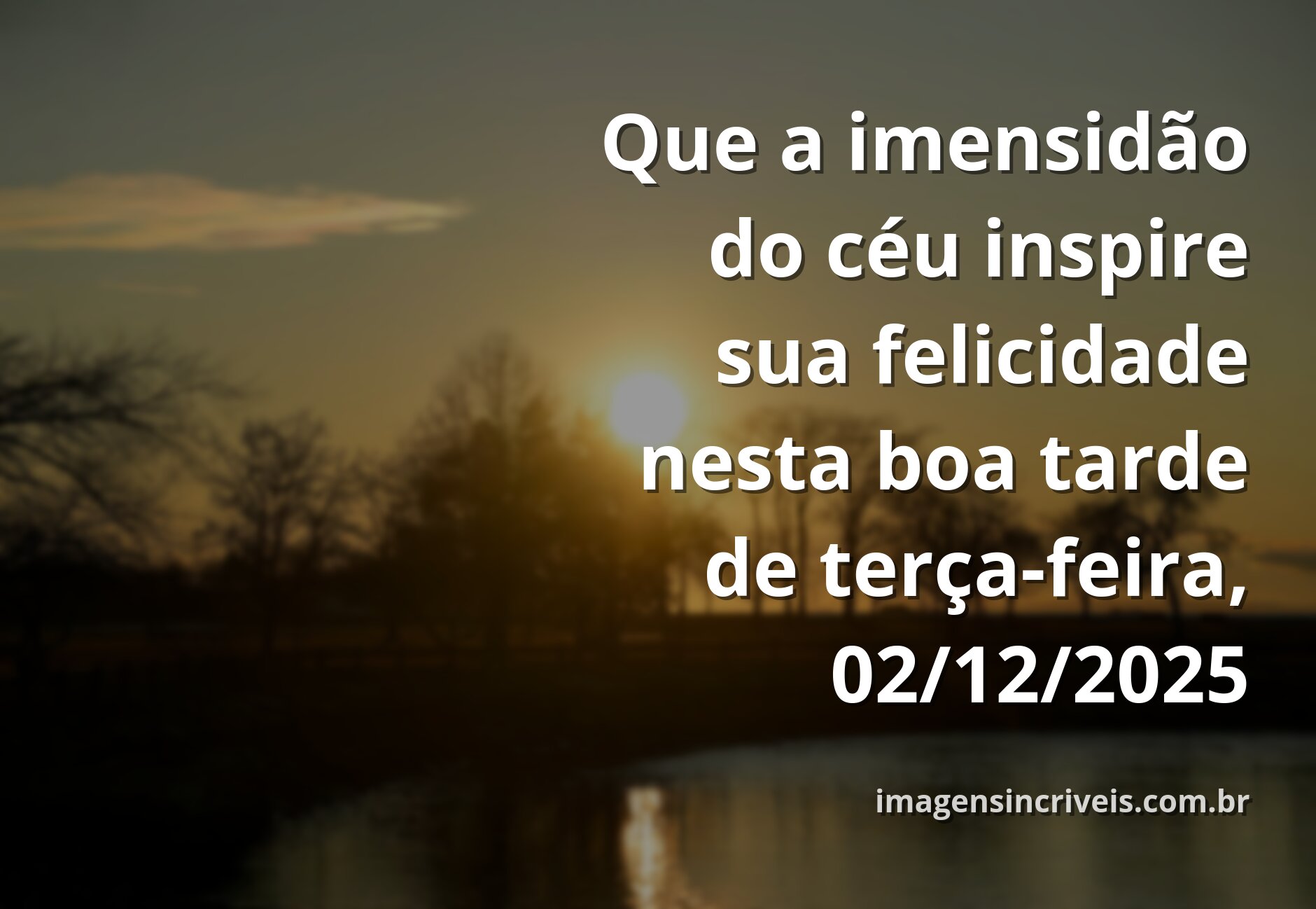Paisagem serena com céu azul e nuvens brancas refletidas na água calma, inspirando felicidade e um bom começo de mês.