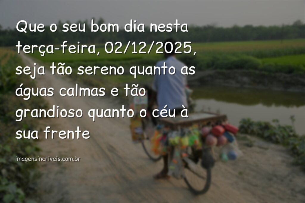 Paisagem serena com águas calmas refletindo um céu vasto ao amanhecer, evocando um sentimento de paz, fé e renovação.